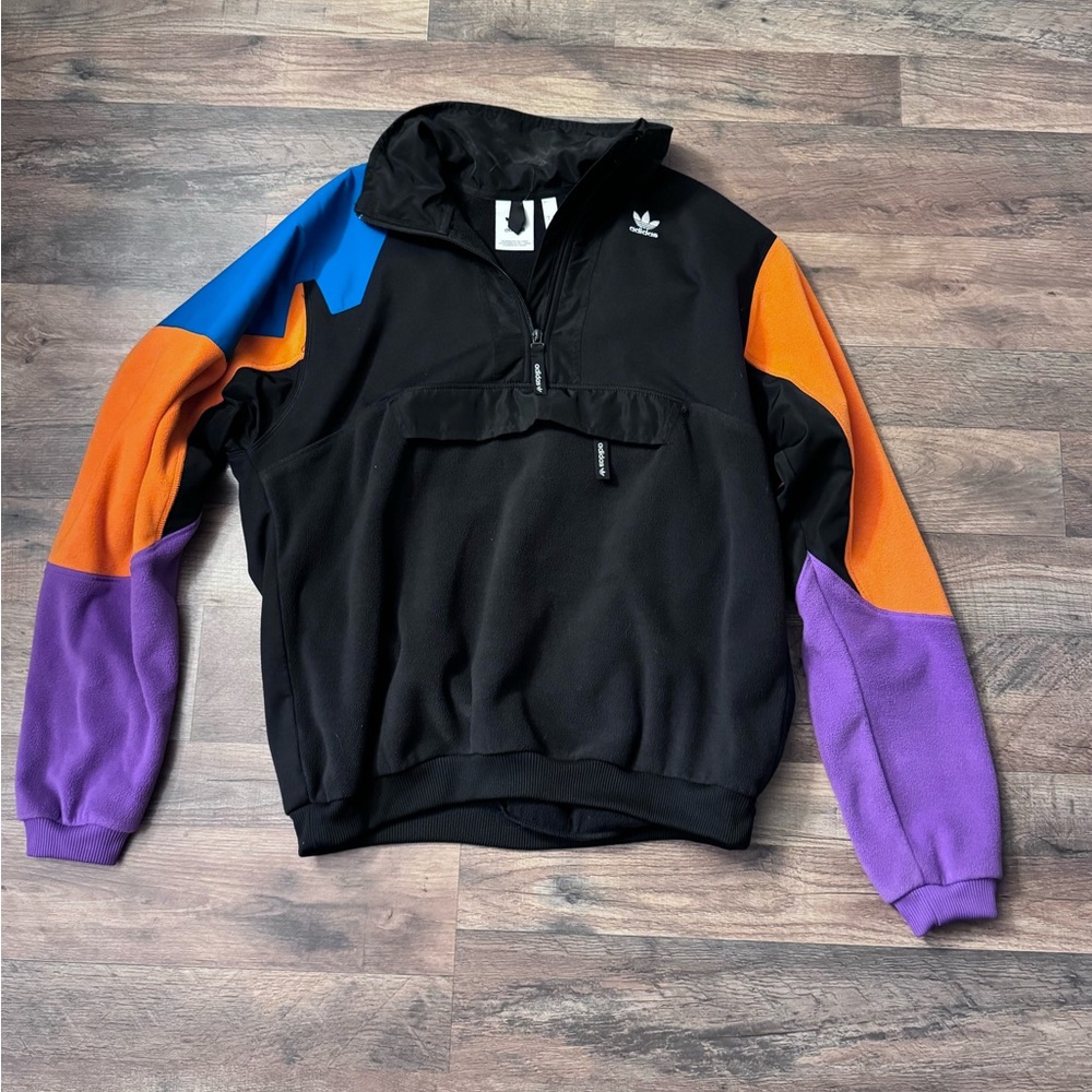 Adidas Colorblock Quarter-Zip Pullover with White Trefoil